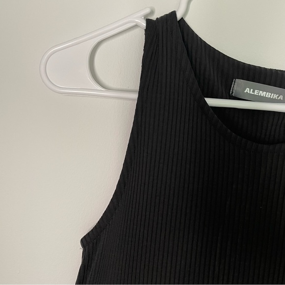 Alembika Ribbed Knit Slip Dress in Black - Picture 4 of 8